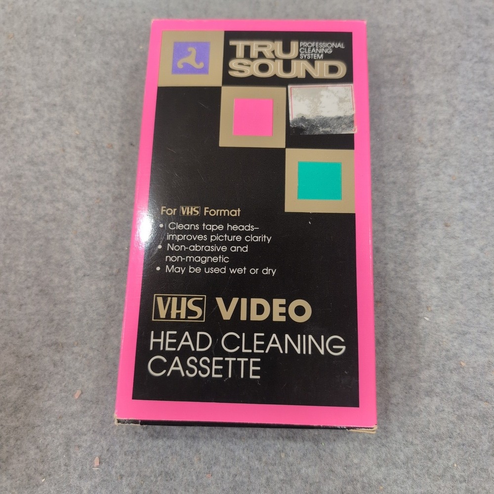 Tru Sound VHS Video Head Cleaning Cassette VC-110 VCR Maintenance Kit Pink Black